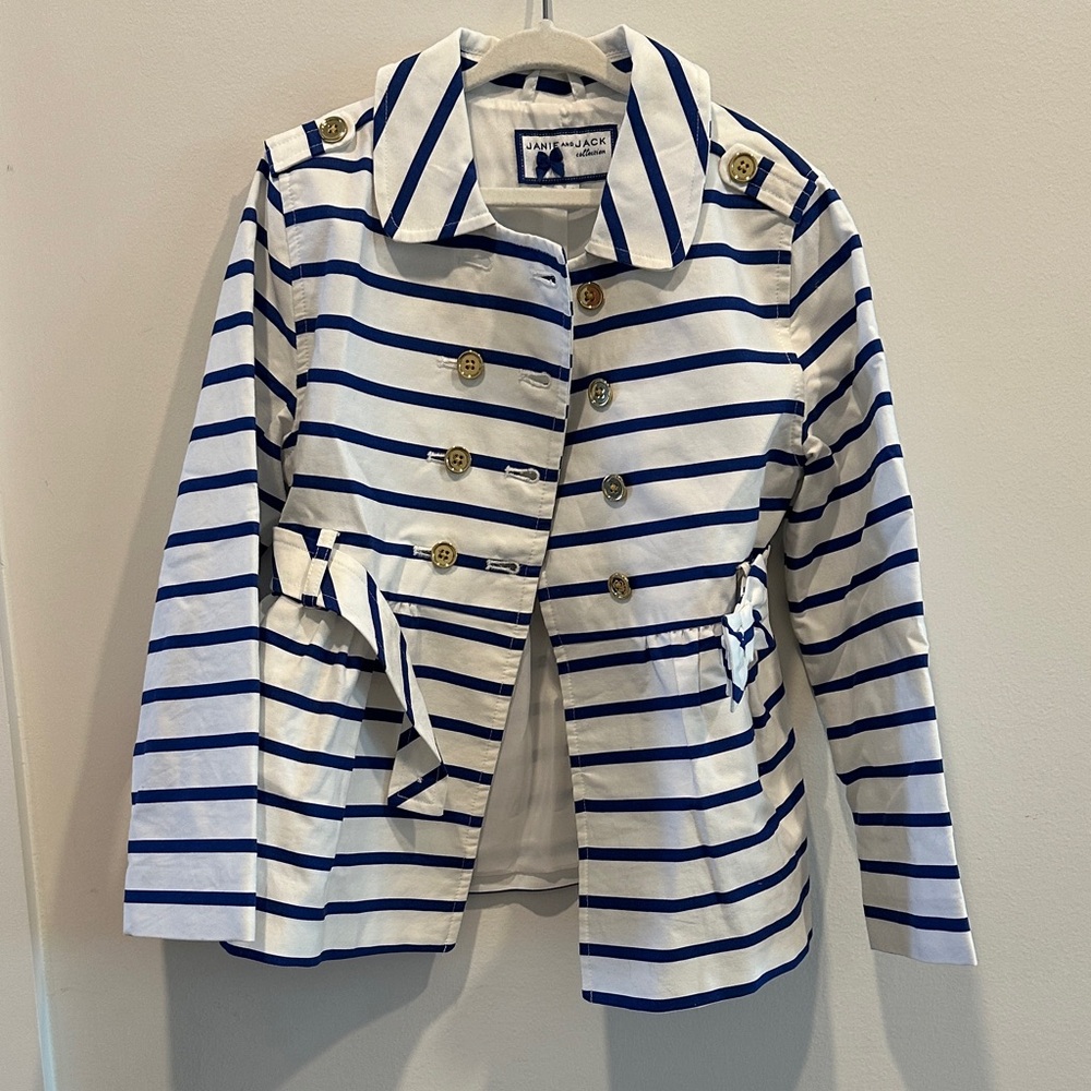 Girls Nautical Striped Jacket with Gold Buttons